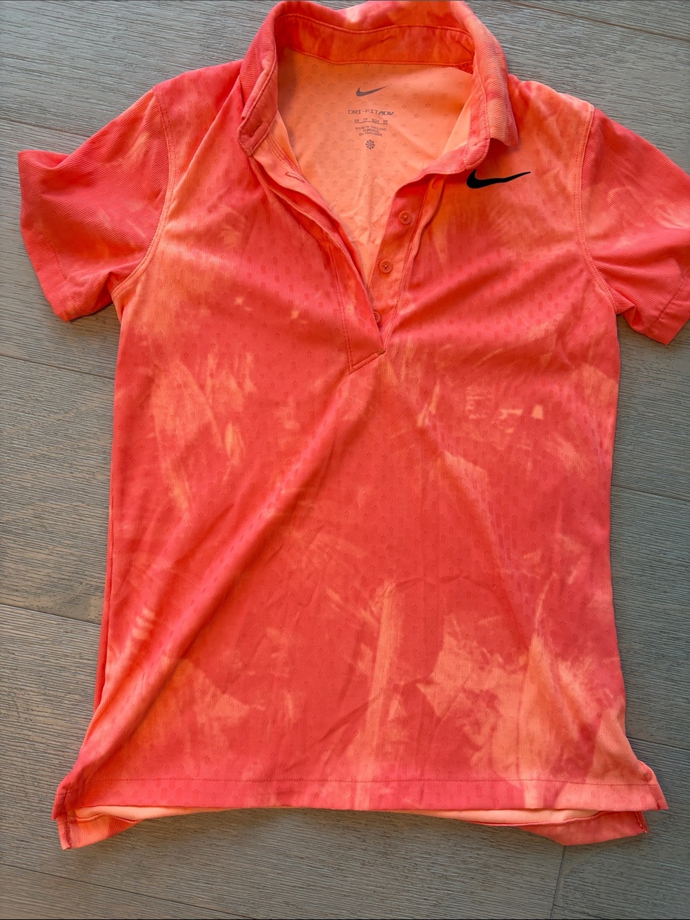 Nike Coral-Orange Tie-Dye Short Sleeve Polo